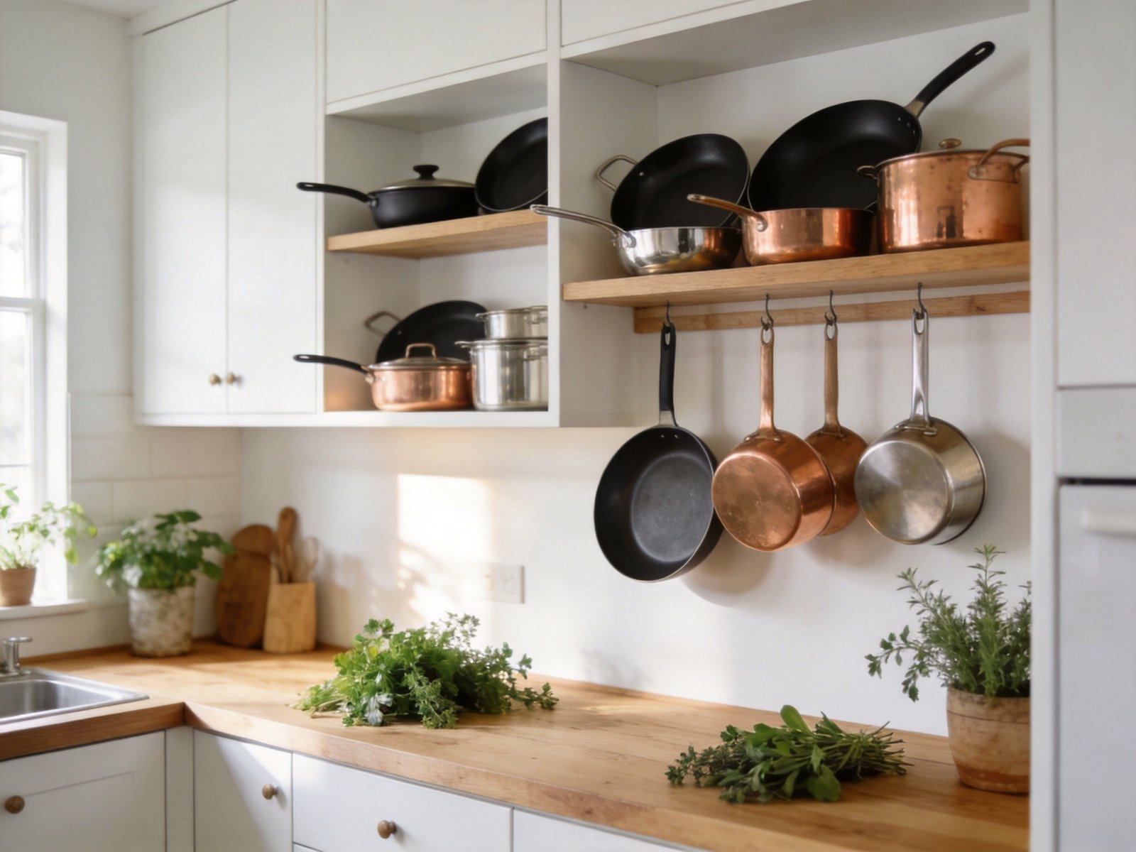 Modern kitchen with cookware