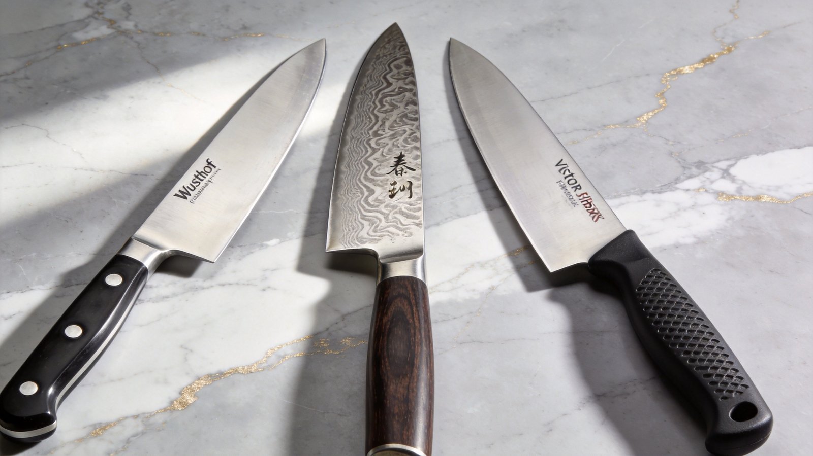 Premium Shun chef knife with Damascus pattern
