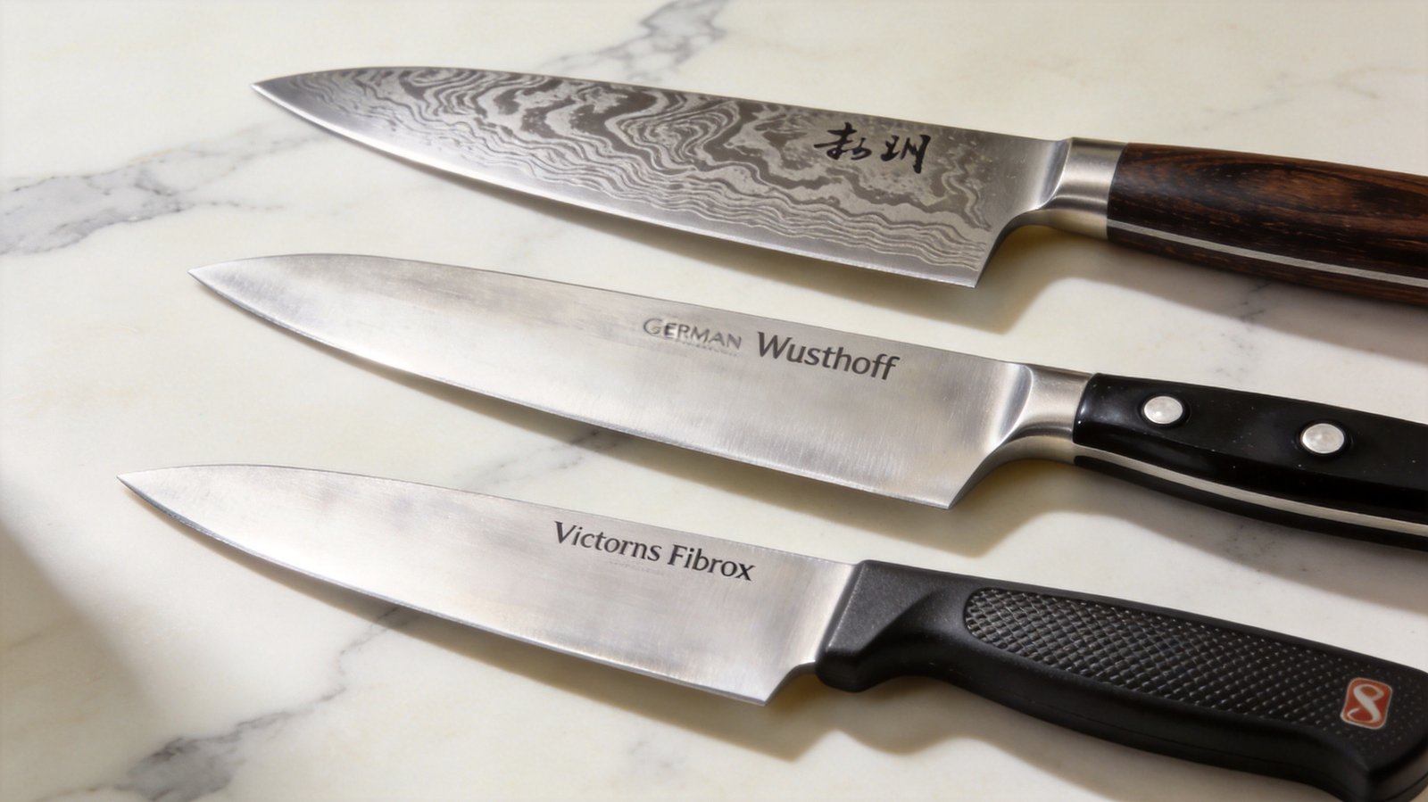 Modern kitchen with chef knife